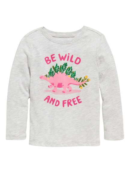 Camisa manga larga gris dinosaurio niña