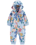 Mameluco azul claro floral capota