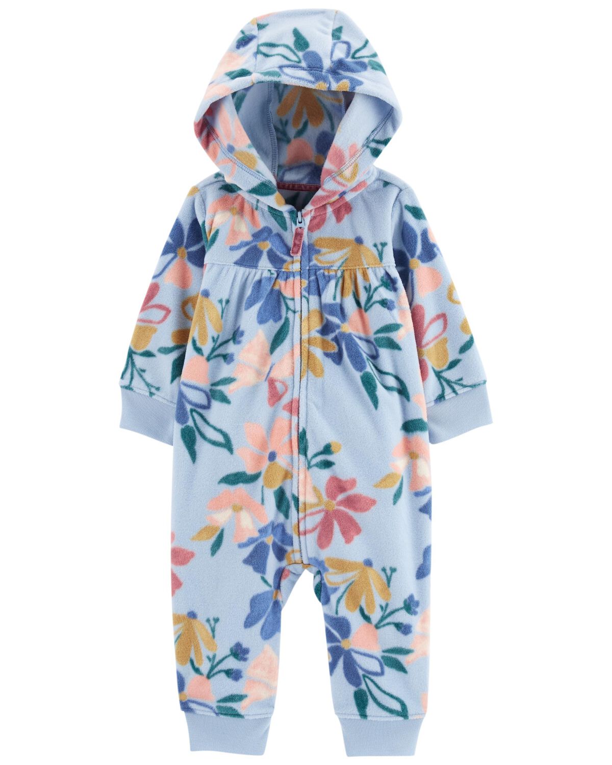 Mameluco azul claro floral capota