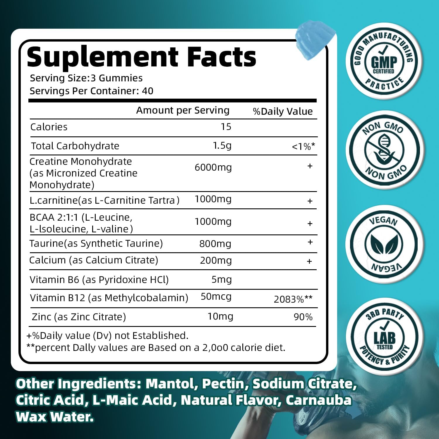 Creatina monohidrato masticable gummies