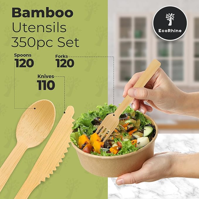 Utensilios de bambú desechables