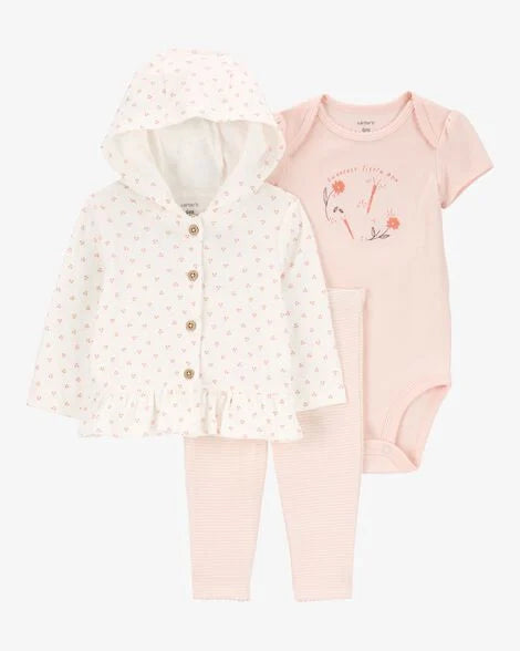 Conjunto de 3 piezas recién nacido color rosa