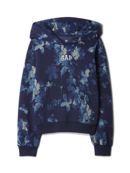 Hoodie azul oscuro de flores