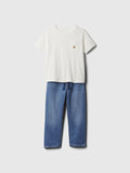 Conjunto 2 piezas camiseta blanca y jean azul