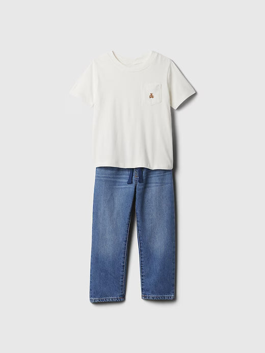Conjunto 2 piezas camiseta blanca y jean azul