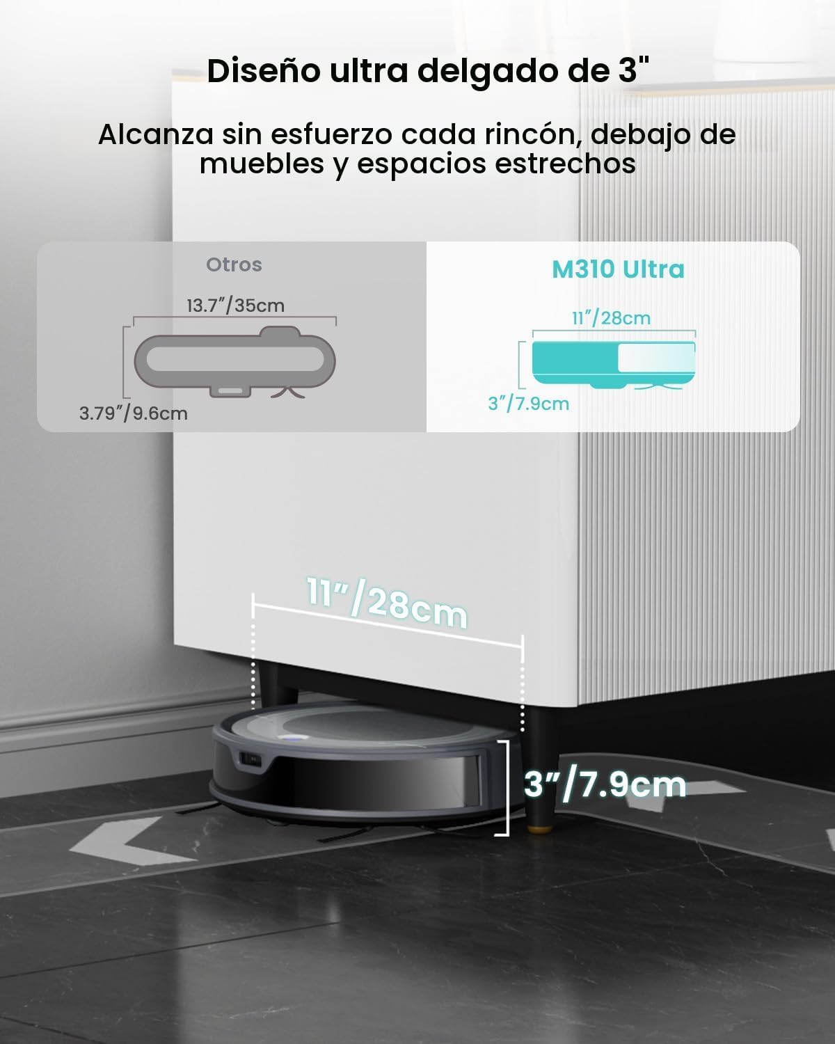 Lefant - Aspiradora Robot M310 Ultra con Función de Trapeado – 6000