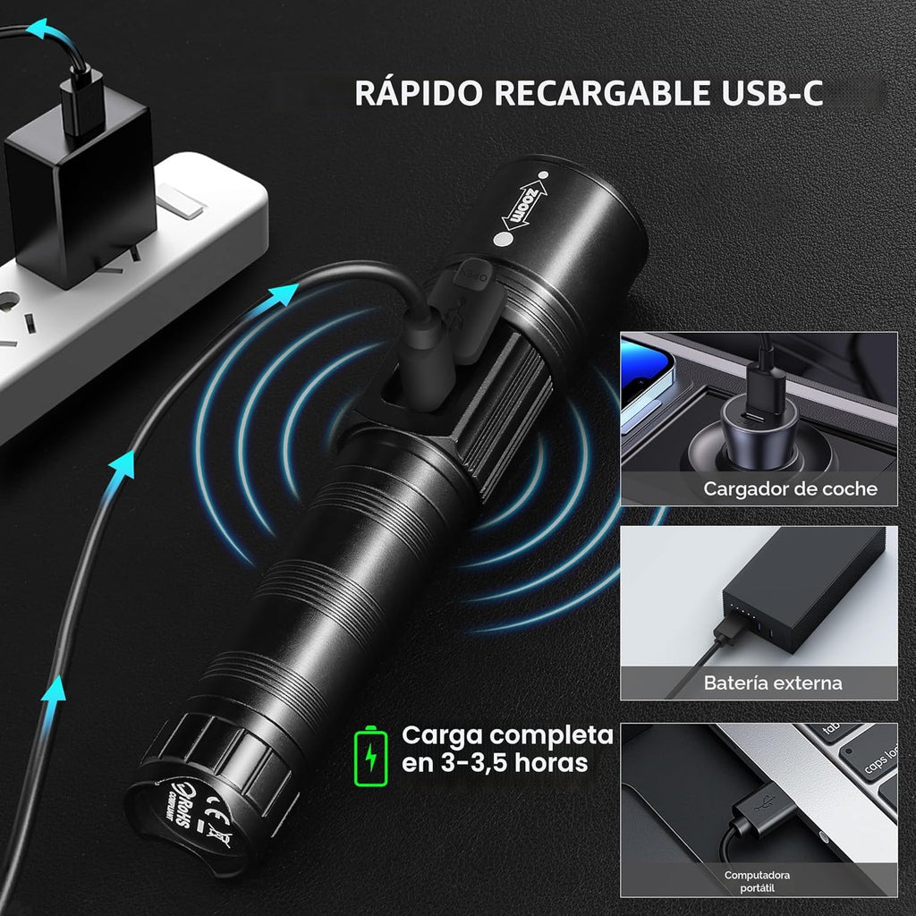 Pack 3 linternas LED recargables