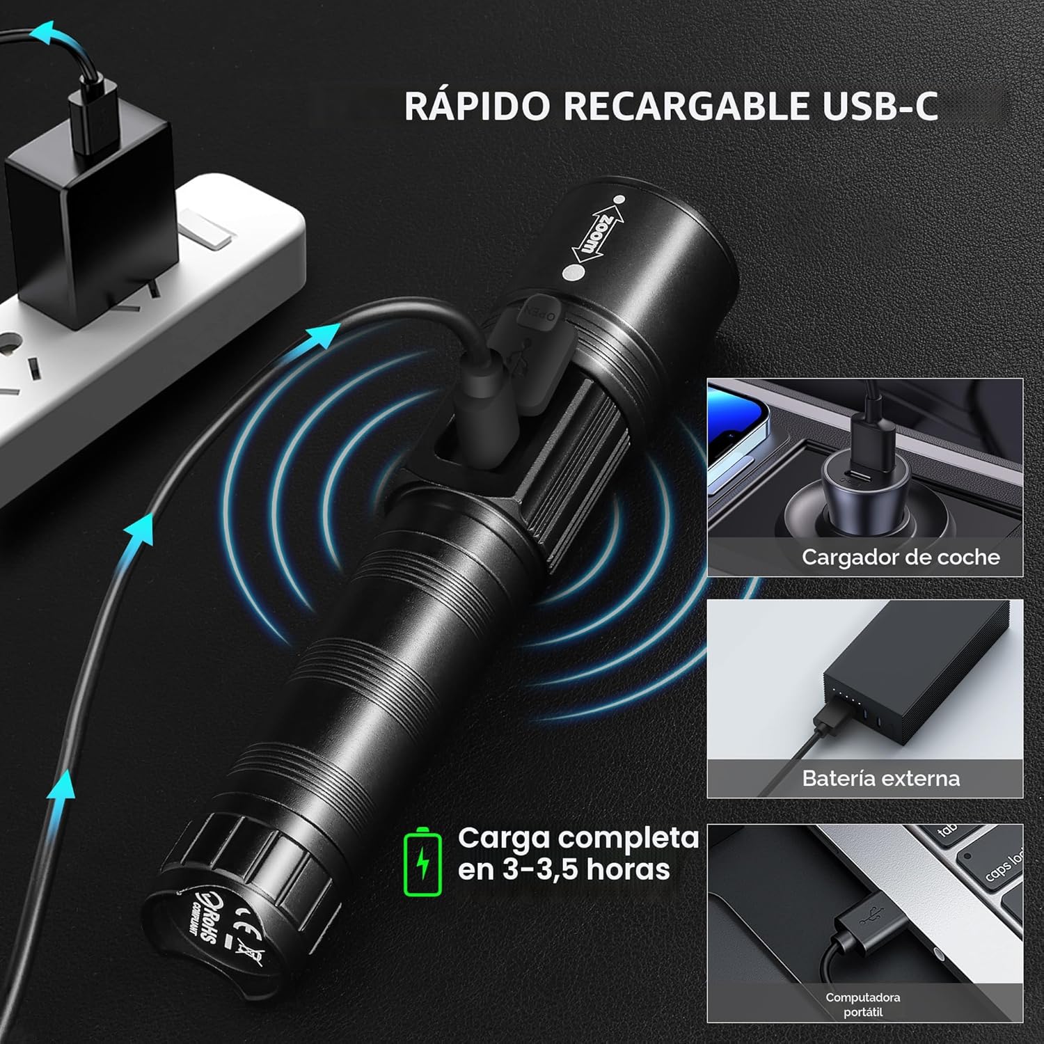 Pack 3 linternas LED recargables