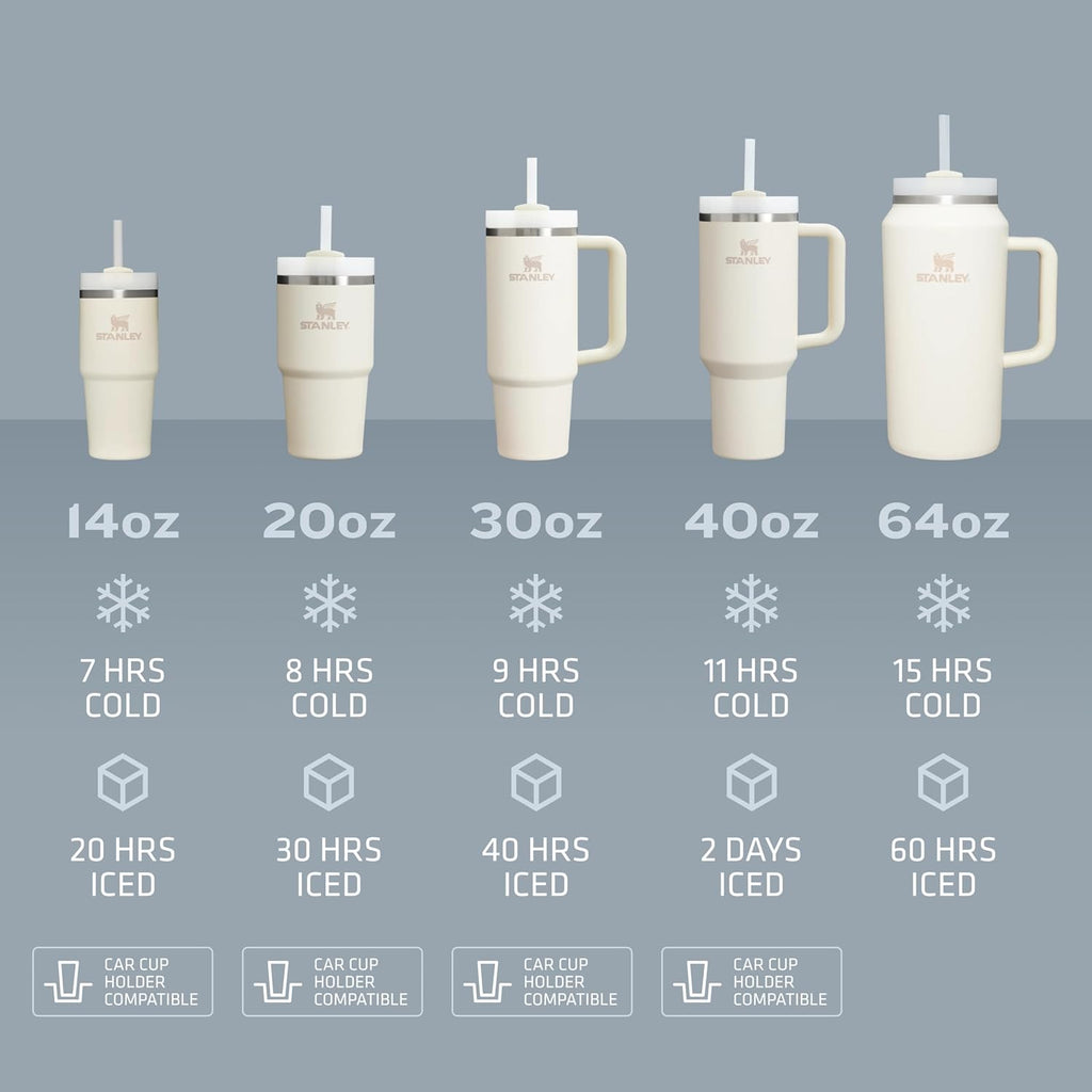 Stanley - Vaso Quencher H2.0 FlowState con Asa y Pitillo – 14 oz – Color Ash