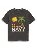 Camiseta gris estampado tropical
