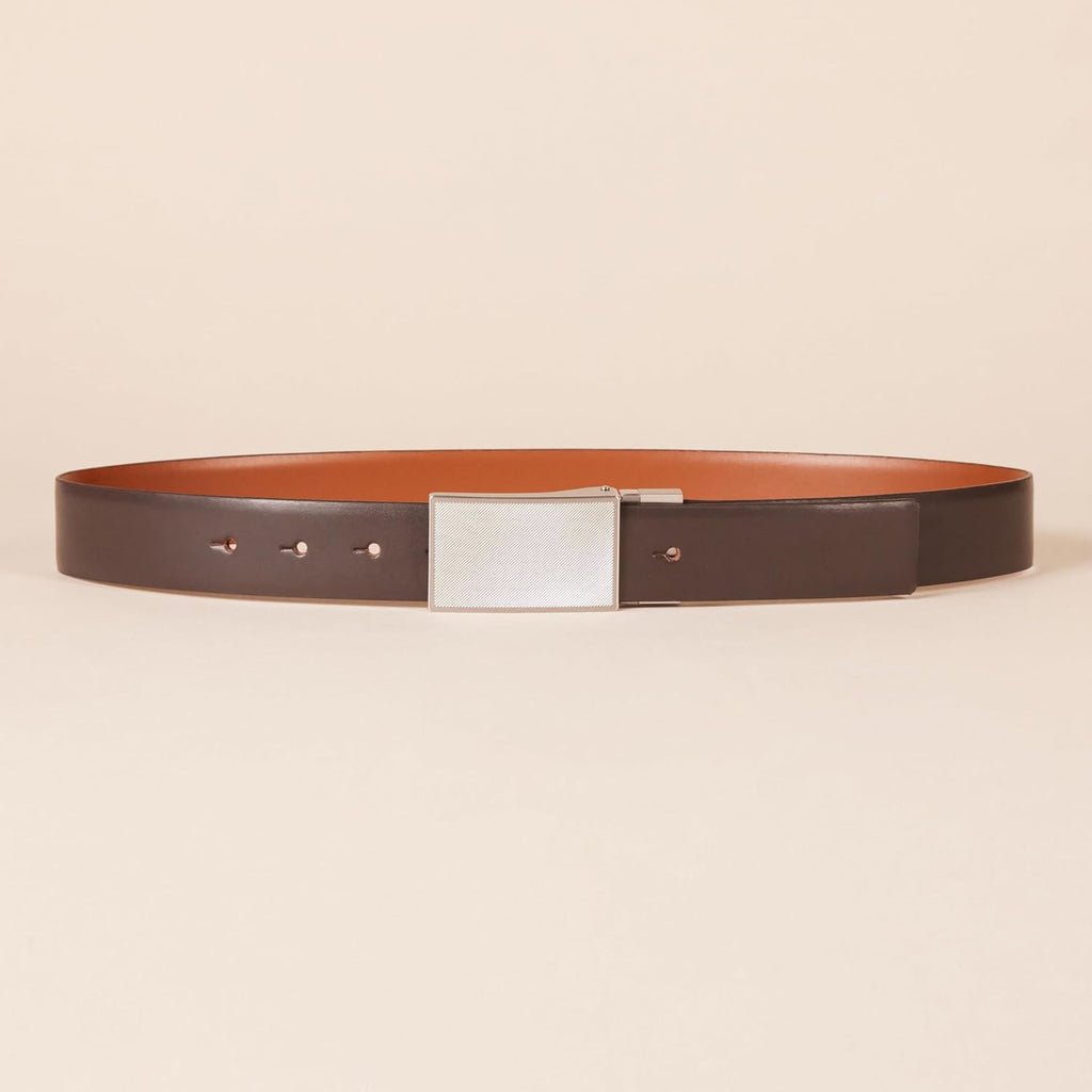 Amazon Essentials - Cinturón Reversible de Cuero para Hombre – Talla 34