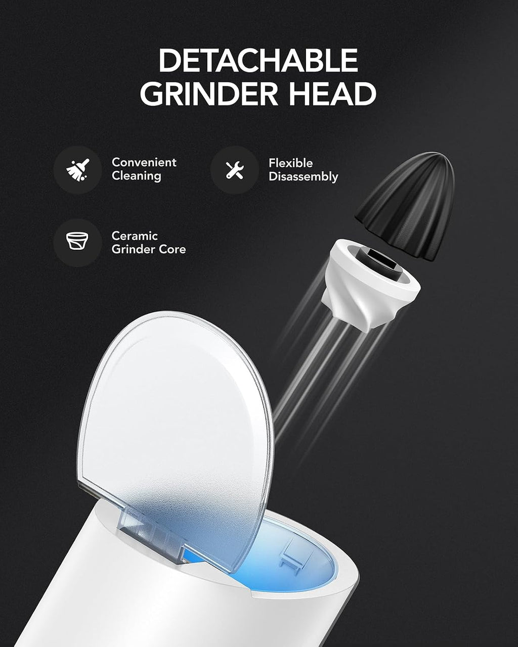 FORLIM - Molinillos Eléctricos de Sal y Pimienta  Automáticos 2 Piezas con Luz LED Blanco y Negro