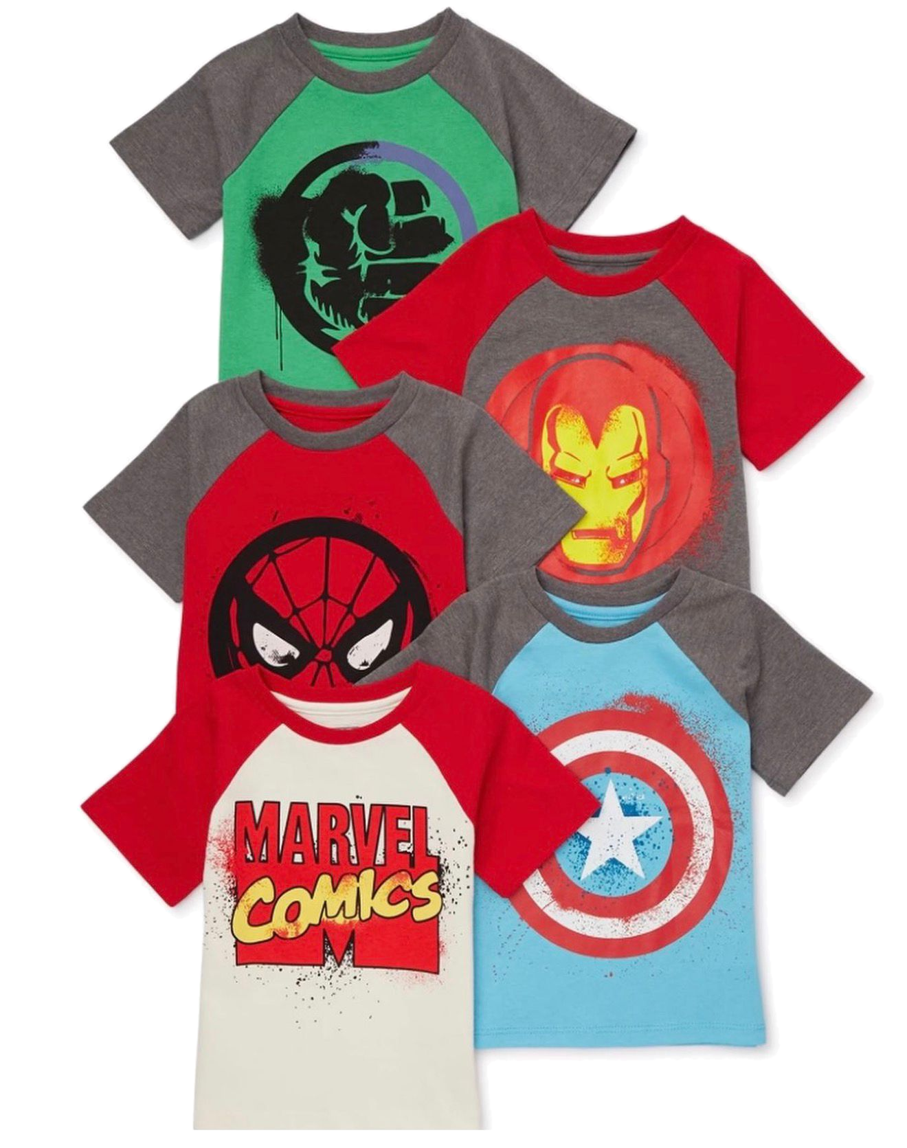 Set 5 camisas super heroes